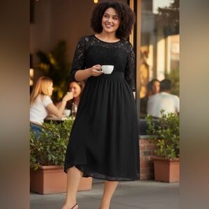 NWT: size 14/16 BloomChic Elegant Black Lace Midi Dress